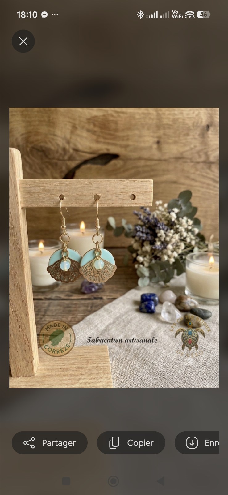 boucles d'oreilles — email — bijou fait main Corrèze