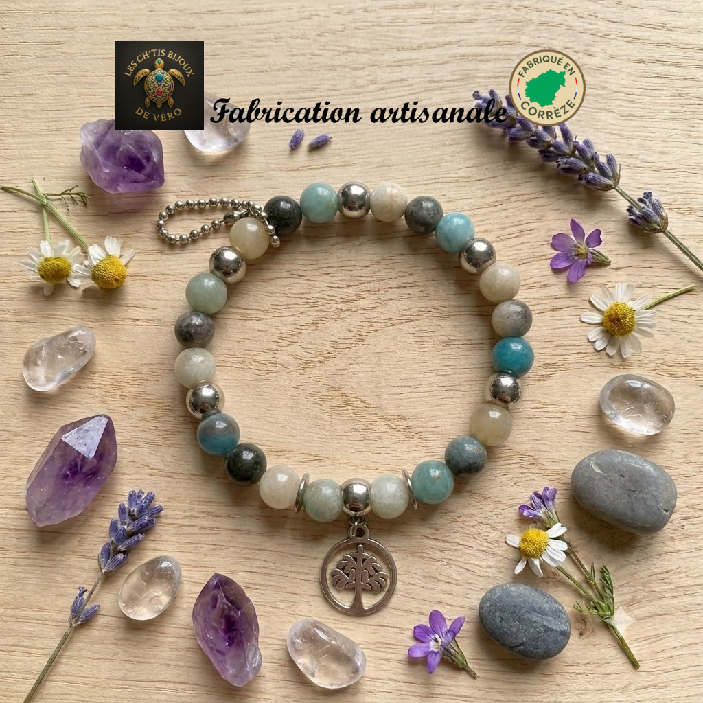 bracelet en Trolleïte taille 2 — Trolleïte/ acier inoxydable — bijou fait main Corrèze